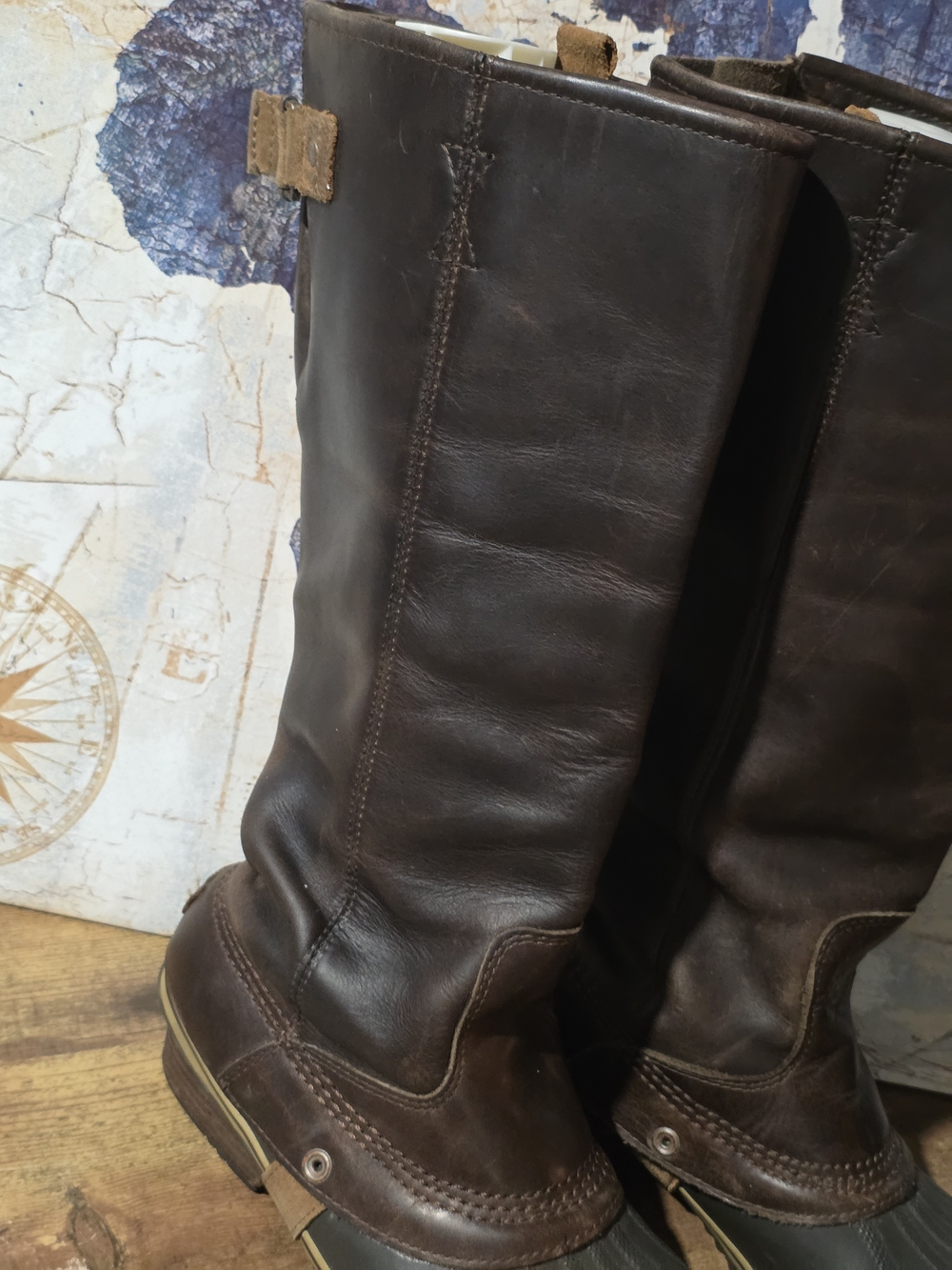 Sorel Slumpack Brown Leather and Rubber Tall Riding Boots - Picture 3 of 13